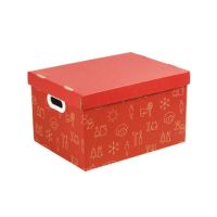 装书收纳箱特大小号带盖零食纸质整理箱初高中学生教室储物箱盒子|红娃娃 42*32*25cm