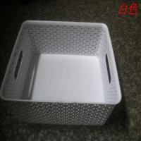 炫彩镂空收纳筐整理箱可叠加多用有盖收纳箱塑料果蔬菜篮置物篮|白色 小号