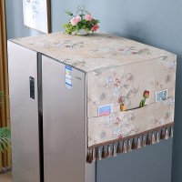 布艺冰箱盖布单开门对双开门冰|lc竹叶扇-黄色（含吊坠一边各8cm） 60x140cm（单开门冰箱/洗衣机适用）