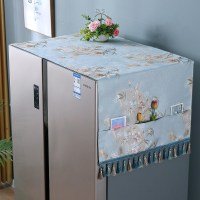 布艺冰箱盖布单开门对双开门冰|lc竹叶扇-蓝色(含吊坠一边各8cm) 65x170cm(双开门冰箱适用)