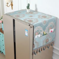 布艺冰箱盖布单开门对双开门冰|yz锦绣-蓝(含吊坠一边各8cm) 60x140cm(单开门冰箱/洗衣机适用)