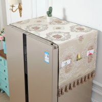 布艺冰箱盖布单开门对双开门冰|yz锦绣-浅咖(含吊坠一边各8cm) 60x140cm(单开门冰箱/洗衣机适用)