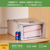 抽屉式收纳箱塑料透明整理箱衣柜衣服内衣储物箱收纳柜|40L【建议收纳:薄被/空调被】47*38*22.5 浅绿色两只装