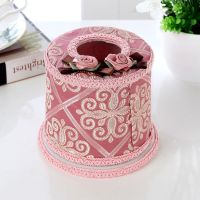 新品欧式创意蕾丝布艺纸巾盒客厅家用车用抽纸盒卷纸盒餐巾套|如意皮红色 中盒