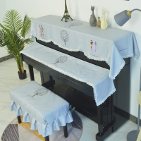 北欧现代简约高档公主防尘套蕾丝布艺全罩 盖巾ins钢琴半罩三件套|圣诞树浅绿色 顶披+键盘披