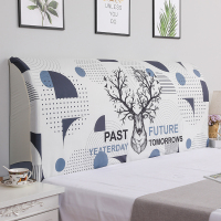 床头套罩床头罩套北欧ins万能通用靠背软包全包弧形防尘罩保护套|几何块状鹿头 高度50-65*长度180cm(通用)