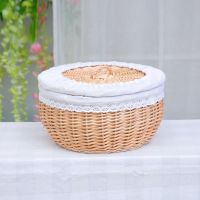 馒头筐 藤编家用保温带盖水果鸡蛋篮编织筐厨房收纳筐 柳编馍筐