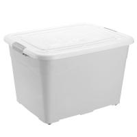 塑料收纳箱装衣服棉被书玩具车载后备整理储物箱大号滑轮有盖盒子|月亮灰(升级加厚) 120L+120L+120L[三个]