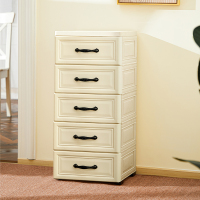 加厚特大号塑料收纳箱盒抽屉式儿童衣服整理箱多层储物箱收纳柜子|简约象牙米 五层