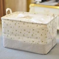 束口棉麻整理收纳箱可折叠桌面布艺收纳筐衣服玩具毛衣内衣收纳盒|米碎花束口 小号38x26x26cm