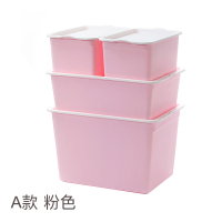 塑料四件套收纳箱储物箱衣服内衣衣物衣柜收纳盒杂物玩具书整理箱|A款粉色 四件套(一大一中二小)
