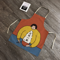 北欧卡通棉麻围裙女个性搞笑减肥防水罩衣家务小吃水果商店工作服