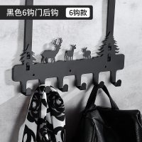 门后挂钩卧室门口挂衣服神器墙上钥匙挂架挂衣架帽子免钉入户收纳|小鹿黑色6勾