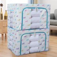 棉服收纳箱两件套布艺整理箱折叠衣柜收纳盒棉|七彩马 升级款棉麻100L/两个装[60*42*40CM]钢架加粗至4.0