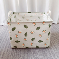 杂物收纳筐布艺衣服收纳盒书收纳箱棉麻大号脏衣筐玩具书整理箱|牛油果 口部抽绳束口