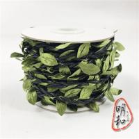 绿色森林系藤条麻绳叶子绳子手工diy装饰包管子材料 10米一卷|黑色蜡绳缠小叶子10米