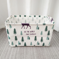 杂物收纳筐布艺衣服收纳盒书收纳箱棉麻大号脏衣筐玩具书整理箱|雪松小鹿 口部抽绳束口