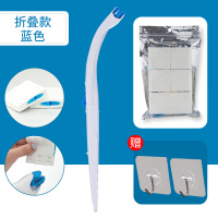 日式马桶刷无死角厕所刷刷头替换卫生间清洁刷子软毛一次性马桶刷|蓝色马桶刷+12片刷头不含底座
