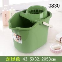 家用大容量洗拖把桶挤水桶手压带滑轮加厚墩布清洁单桶拖把压干桶|深绿色0830地拖桶
