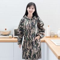 加绒罩衣成人女防水防油厨房秋冬成人工作服长袖时尚加厚围裙男士