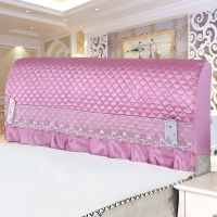 全包喜庆大红色床头罩布艺夹棉实木床头套弹力加厚欧式皮床防尘罩|真丝紫[套用全包] 加高款1.8米