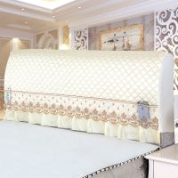 全包喜庆大红色床头罩布艺夹棉实木床头套弹力加厚欧式皮床防尘罩|真丝香槟色[套用全包] 床头1.2米