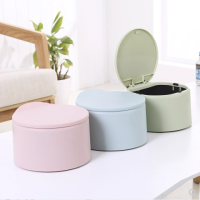 桌面按压式小垃圾桶小型有盖懒人拉机盒级客厅桌上迷你办公桌茶几