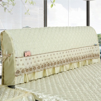 全包床头罩床头套防尘罩可拆洗简约现代欧式皮床软包夹棉保护套|全包床头罩--米色 2.2米