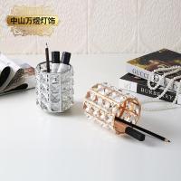 热卖欧式水晶笔筒化妆刷收纳筒 眉笔梳子整理收纳盒 水晶摆件定制