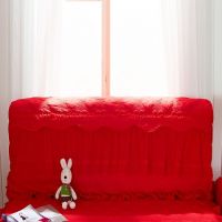 蕾丝床头罩欧式全包防尘罩皮床不规则软包韩版加棉加厚床罩床头套|田园爱情大红色 床头宽150cm