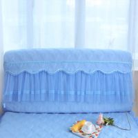 蕾丝床头罩欧式全包防尘罩皮床不规则软包韩版加棉加厚床罩床头套|田园爱情蓝色 床头宽150cm
