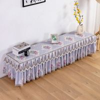 电视柜罩电视罩茶几桌布电视柜台布防尘防滑蕾丝桌布长方形盖布|花朵灰色 电视罩55寸(宽135高80cm)