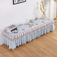 电视柜罩电视罩茶几桌布电视柜台布防尘防滑蕾丝桌布长方形盖布|花朵蓝色 茶几70*130*40高