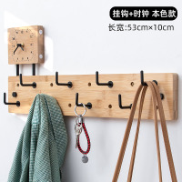 挂衣架壁挂墙上装饰进门口钥匙玄关挂衣钩墙壁衣服入户挂钩置物架|本色双排挂钩+时钟[质保三年]