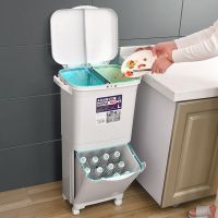 上海分类垃圾桶 家用厨房卫生间干湿分离脚踏双层带盖大号拉圾桶