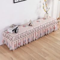电视柜罩电视罩茶几桌布电视柜台布防尘防滑蕾丝桌布长方形盖布|花朵咖色 茶几80*130*40高