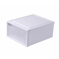 加厚特大号抽屉式收纳箱衣柜收纳盒透明塑料家用衣物储物箱床底箱|白色 超大号34L带轮-装4件外套