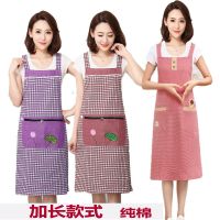 加长新款纯棉无袖围裙背带厨房防油污成人罩衣时尚女工作服韩版