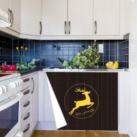 装饰卫生间地暖分水器遮挡罩开门阀门装修洞口布艺柜帘防尘|黑色格子金黄色鹿 根据尺寸报价