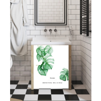 装饰卫生间地暖分水器遮挡罩开门阀门装修洞口布艺柜帘防尘|龟背竹叶 宽80cm*高90cm默认顶部魔术贴