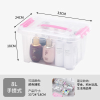 收纳箱塑料特大号整理箱食品玩具透明家用箱子|8L手提箱【33*24*18cm】 3个装【蓝色】【七天无理由退换货】