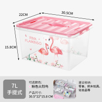 收纳箱塑料特大号整理箱|7L[火烈鸟][30.5x22x15.8cm] 2个装[蓝色][保价30天购物无忧]