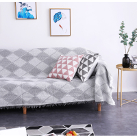 简约现代沙发套线毯子纯色沙发垫全盖巾网红ins防尘罩布艺民宿|灰方块 180*340cm
