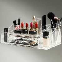 大号透明亚克力化妆品收纳盒抽屉式桌面化妆盒口红整理饰品收纳箱