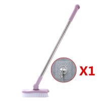 可伸缩长柄清洁刷子浴室硬毛地板刷卫生间厕所地刷浴缸刷瓷砖地板|可伸缩长柄刷-北欧粉(送1个挂钩)