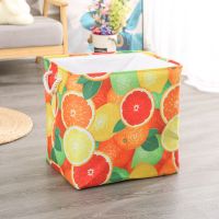 扛把子衣服被子杂物收纳袋大容量储物整理箱家用布艺可折叠收纳|橙子(3层加厚带收口) 小号Eva(35*25*25)