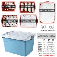 收纳箱塑料特大号家用超大装书衣服整理箱车载后备箱玩具储物箱子|A款--北欧蓝 170L带轮【厚棉被衣物羽绒服】