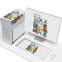 电脑防尘罩台式显示器盖布可爱布艺罩子遮盖遮尘布手提一体机套子|N267三件套主机显示器键盘 23英寸