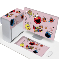 电脑防尘罩台式显示器盖布可爱布艺罩子遮盖遮尘布手提一体机套子|N271三件套主机显示器键盘 34英寸