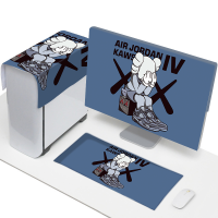 电脑防尘罩台式显示器盖布可爱布艺罩子遮盖遮尘布手提一体机套子|N258二件套显示器键盘 17英寸